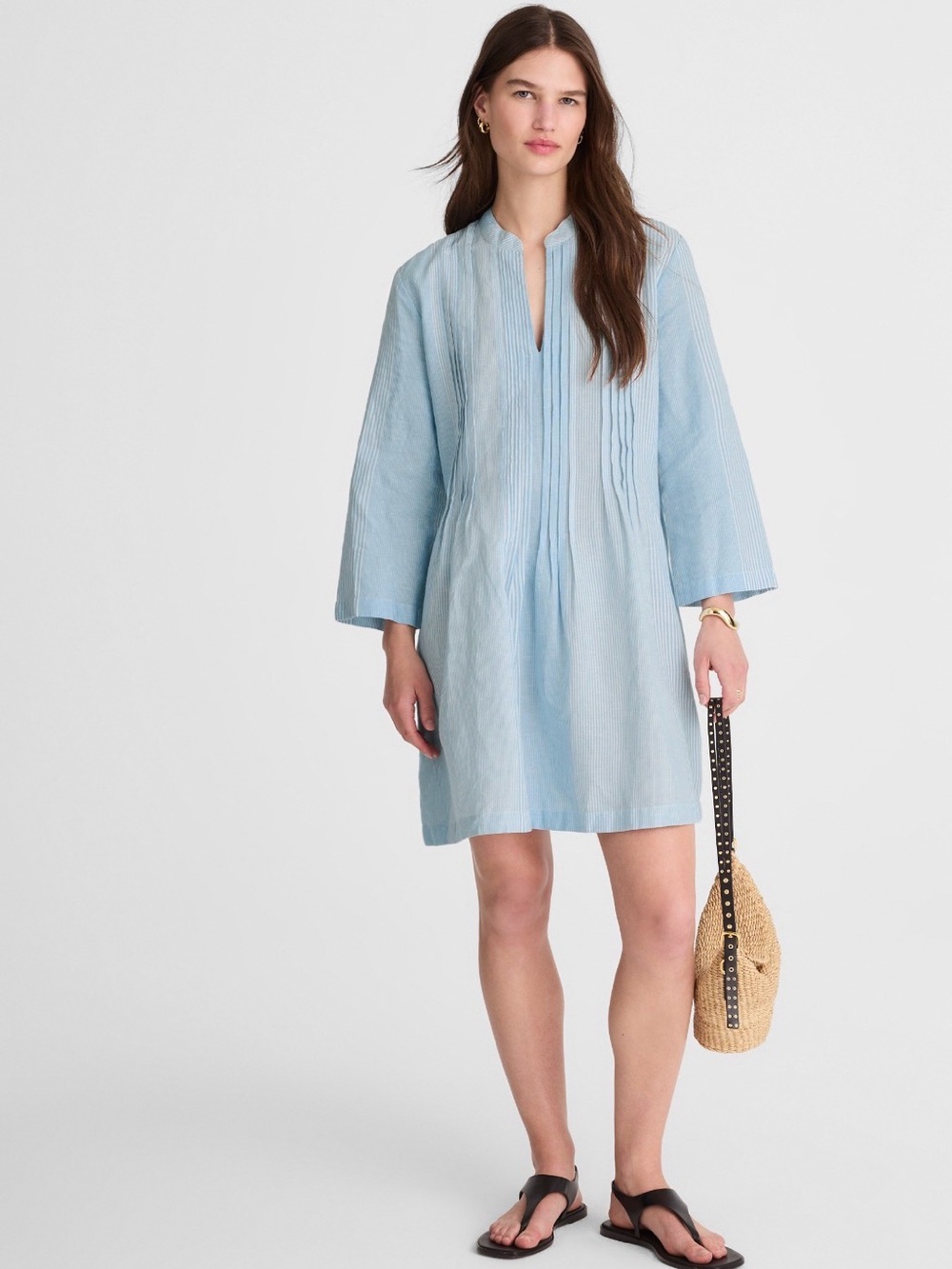 Madewell Light Blue Pintuck Mini Dress